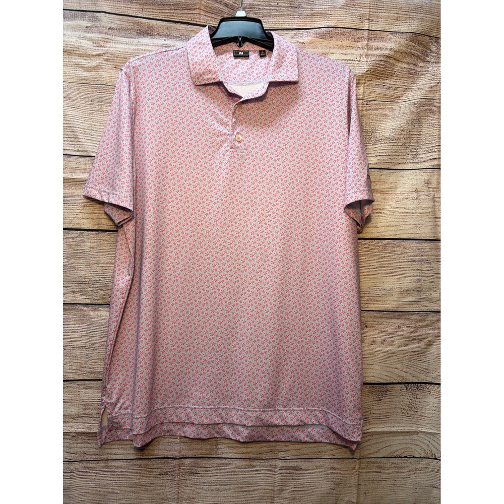 FootJoy Golf Polo Shirt Mens XL Pink Floral Blue Coyote Springs Golf Club Logo